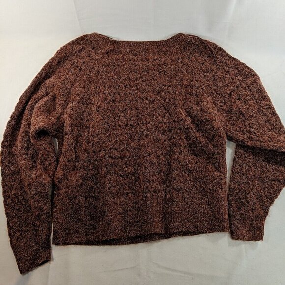 RW & Co. XS Women's Lightweight Open-Knit Sweater Wool Blend Red Heather Long - Picture 12 of 13